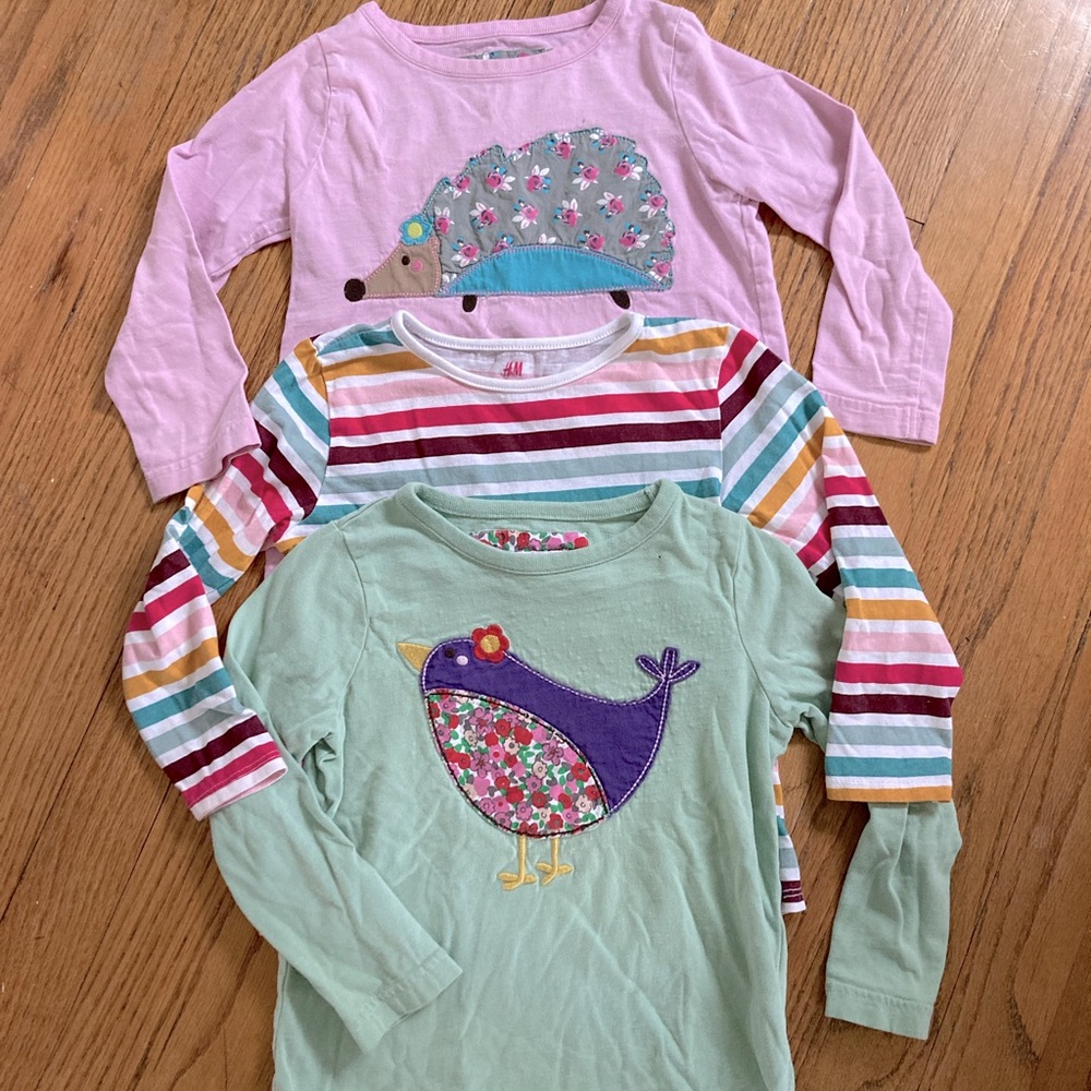 Bundle of three shirts: two from mini Boden and one from H&M.